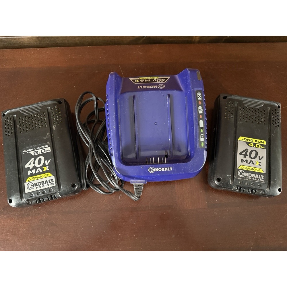 Kobalt 40V Max Lithium-Ion Battery Lot 4.0Ah KB 440-06 & 2.0Ah KB 240-06 Charger